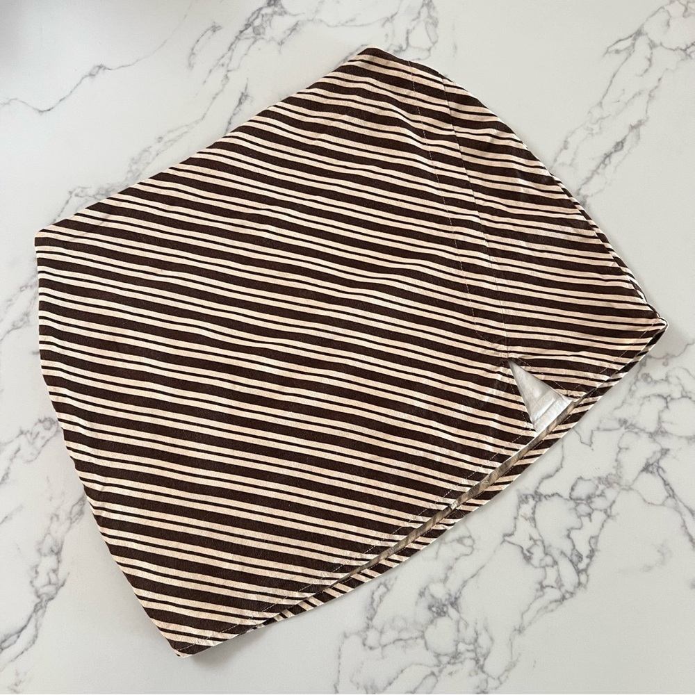 Zulu & Zephyr Striped Mini Skirt - Brown / Ivory - Size Large